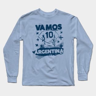 Vintage Argentinian Football // Retro Grunge Argentina Soccer Long Sleeve T-Shirt